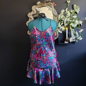 Vintage botanical swing slip dress